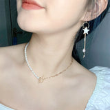 Sterling Silver Irregular Pearls Necklace for Women