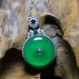 Green Agate Safety Button Necklace For Women All Seasons