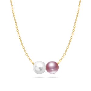 Two-Color Beads Pearls 925 Silver Necklace For Women Girl Gift