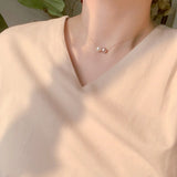 Two-Color Beads Pearls 925 Silver Necklace For Women Girl Gift