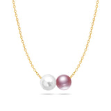 Two-Color Beads Pearls 925 Silver Necklace For Women Girl Gift
