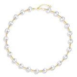 925 Silver Round Beads Pearls Necklace For Women