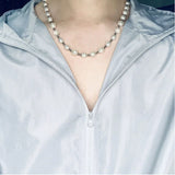 925 Silver Round Beads Pearls Necklace For Women