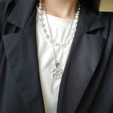 925 Silver Round Beads Pearls Necklace For Women