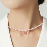 Crystal Rice Pearls 925 Silver Necklace For Women Bridal Party Jewelry