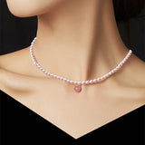 Crystal Rice Pearls 925 Silver Necklace For Women Bridal Party Jewelry