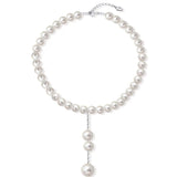 Crystal Rice Pearls 925 Silver Necklace For Women Bridal Party Jewelry