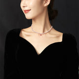 Crystal Rice Pearls 925 Silver Necklace For Women Bridal Party Jewelry