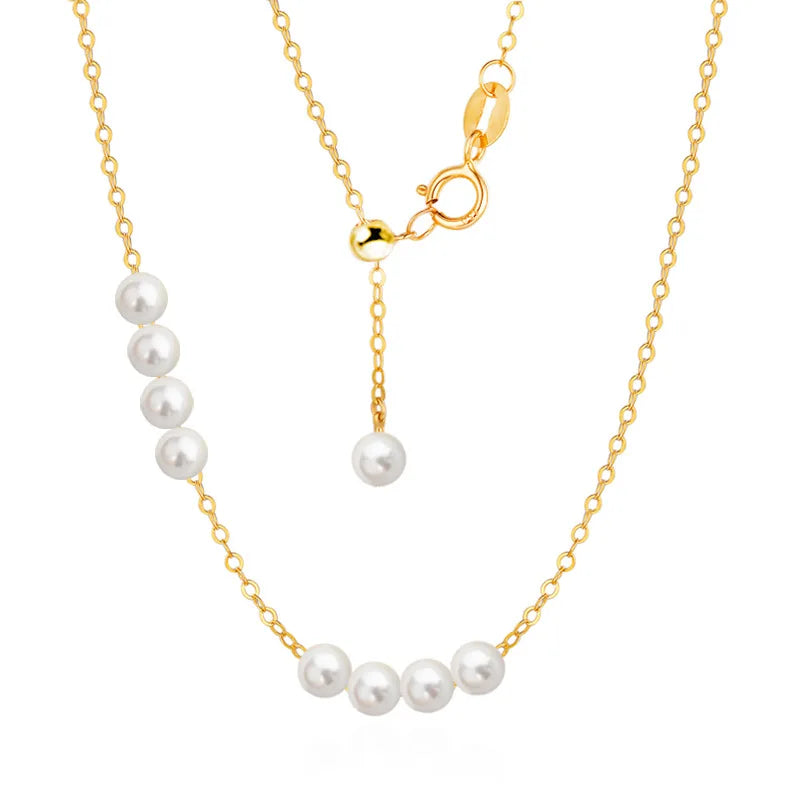 Pearl Bead Necklace Real 925 Sterling Silver for Women