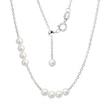 Pearl Bead Necklace Real 925 Sterling Silver for Women