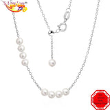 Pearl Bead Necklace Real 925 Sterling Silver for Women