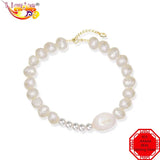 Irregular Pearl S925 Sterling Silver Bracelet Wedding Jewelry For Women