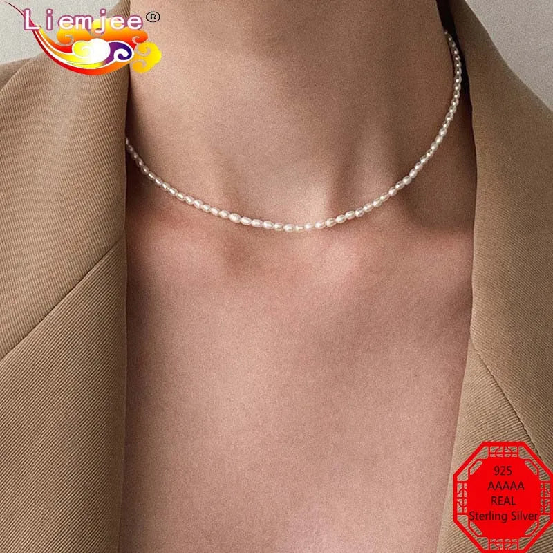 Personality Jewelry Pearl Bead Clavicle Chain 925 Sterling Silver Necklace