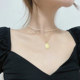 Personality Jewelry Pearl Bead Clavicle Chain 925 Sterling Silver Necklace