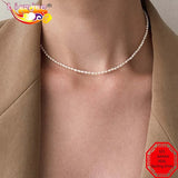 Personality Jewelry Pearl Bead Clavicle Chain 925 Sterling Silver Necklace