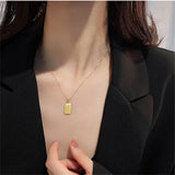925 Sterling Silver Letter Square Necklace For Women Girlfriend Gift