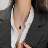 925 Sterling Silver Letter Square Necklace For Women Girlfriend Gift