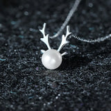 925 Sterling Silver Antlers Pearl Necklace For Women
