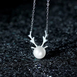 925 Sterling Silver Antlers Pearl Necklace For Women