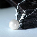 925 Sterling Silver Antlers Pearl Necklace For Women