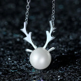 925 Sterling Silver Antlers Pearl Necklace For Women