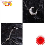 Party Punk 925 Silver Moon Star Necklace Zircon Charm