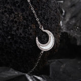 Party Punk 925 Silver Moon Star Necklace Zircon Charm