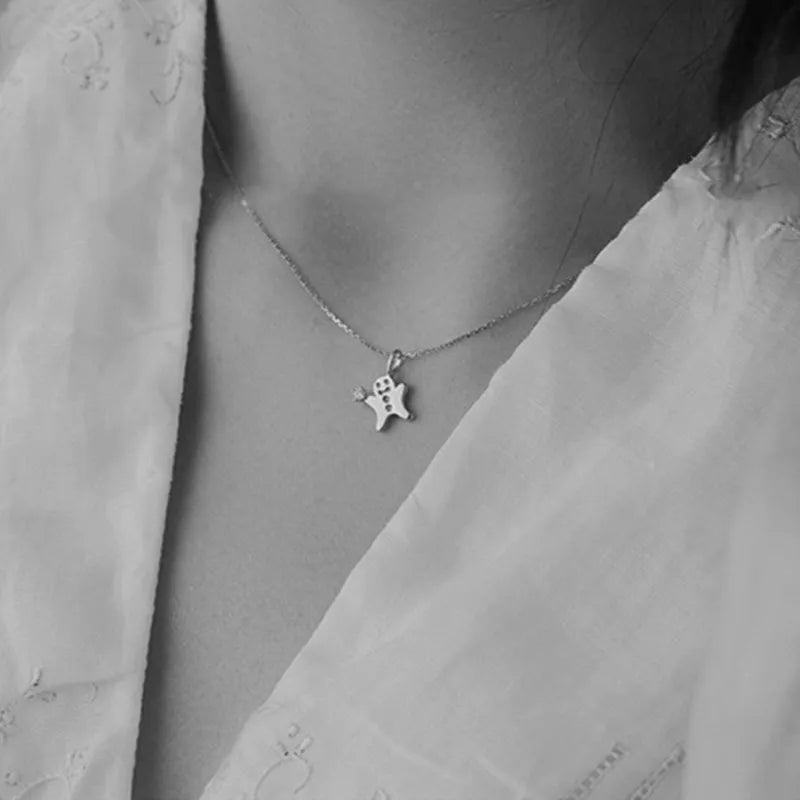 Party Punk 925 Silver Moon Star Necklace Zircon Charm
