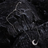 Party Punk 925 Silver Moon Star Necklace Zircon Charm