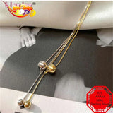 Punk Jewelry 925 Silver Double Beads Necklace for Women