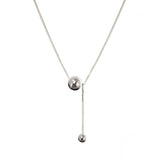 Punk Jewelry 925 Silver Double Beads Necklace for Women