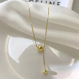 Punk Jewelry 925 Silver Double Beads Necklace for Women