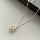 Punk Party Jewelry: Real 925 Silver Pearl Necklace for Women