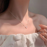Punk Student Love Pearl 925 Silver Necklace For Women