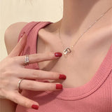 Double Love Necklace Real 925 Sterling Silver Jewelry
