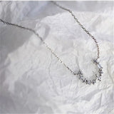 925 Sterling Silver Circle Necklace Zircon Charm Girl Gift