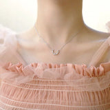 925 Sterling Silver Circle Necklace Zircon Charm Girl Gift