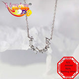 925 Sterling Silver Circle Necklace Zircon Charm Girl Gift