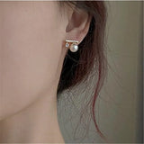 925 Silver 14K Filled Balance Beam Zircon Earrings
