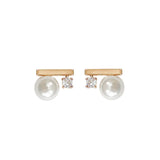 925 Silver 14K Filled Balance Beam Zircon Earrings