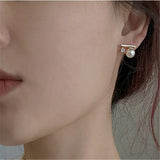 925 Silver 14K Filled Balance Beam Zircon Earrings