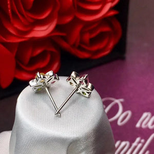 925 Silver Multicolor Clover Tourmaline Earring For Women