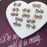 925 Silver Multicolor Clover Tourmaline Earring For Women