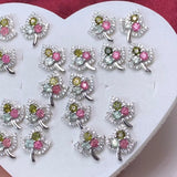925 Silver Maple Leaves Tourmaline Earrings Charm Girl Gift