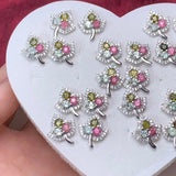 925 Silver Maple Leaves Tourmaline Earrings Charm Girl Gift