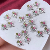 925 Silver Maple Leaves Tourmaline Earrings Charm Girl Gift