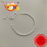 925 Sterling Silver Emerald Ball Chain Bracelet Wedding Jewelry Women