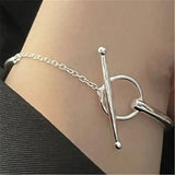 925 Silver OT Buckle Chain Punk Bracelet Women's Party Wedding Jewelry