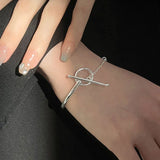 925 Silver OT Buckle Chain Punk Bracelet Women's Party Wedding Jewelry