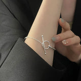 925 Silver OT Buckle Chain Punk Bracelet Women's Party Wedding Jewelry